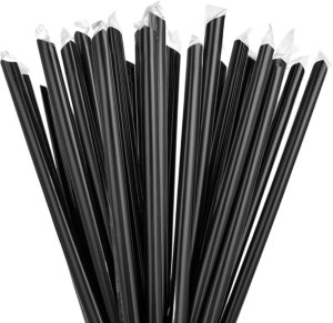 Jumbo Black Straws 9 Inch Long,100Pcs