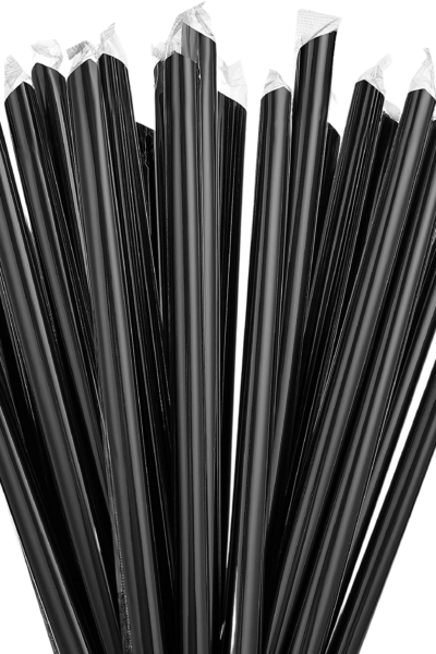 Jumbo Black Straws 9 Inch Long,100Pcs