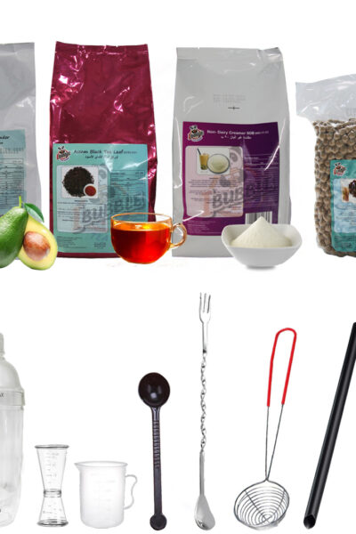 Avocado Bubble Tea With Utensils Set